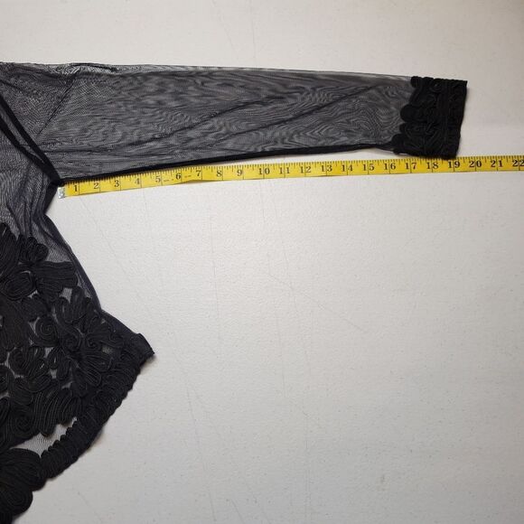 Vintage Sheer Black Soutache Embroidery Button Up Blouse Mobwife Mesh  Illusion - Picture 12 of 13